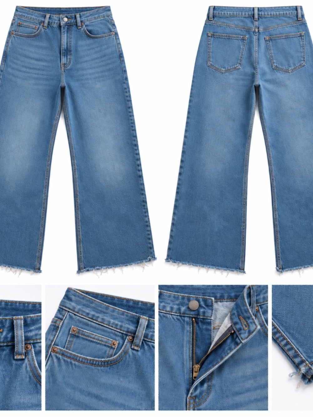 Abercrombie & Fitch Light Blue Wide-Leg Cropped Jeans